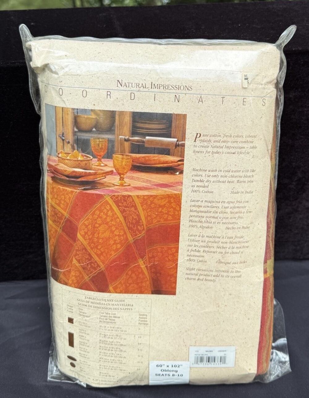 New Vtg Natural Impressions Fall Thanksgiving Cotton Tablecloth 60" x 102"